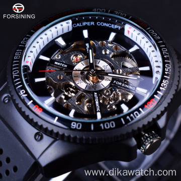 Fashion Casual Forsining watch mens Top Brand Luxury Rotating Bezel Sport Design Silicone Band Men Watches Automatic Clock